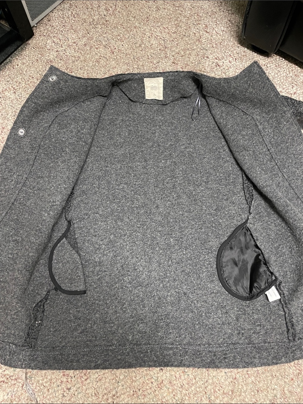 Zara wool Sequin Bouclé long button front Jacket - Picture 8 of 12